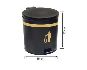 40 LT SİYAH MAT BOYALI Pedallı ÇÖP KOVASI